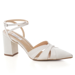 Scarpin Noiva Tiras Off White Salto Bloco - 484D.11608 