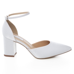 Scarpin Noiva Velvet Branco Salto Confortável - 303D.10715 